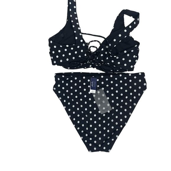 Ashley Graham x Swimsuits for All Bikini Set 14 Black White Polka Dot, Two-Piece - Picture 4 of 8